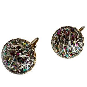 Mid-Century Modern Earrings Sarah Coventry Retro Lucite Confetti Mardi Gras Clip